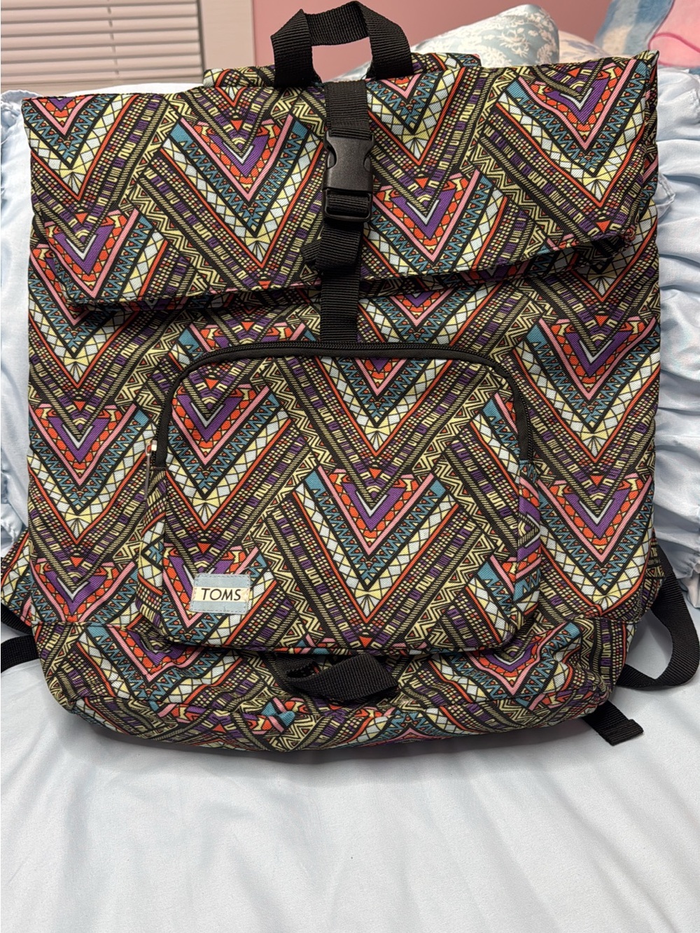 TOMS Standup Geometric Tribal Print foldover/roll-top backpack
